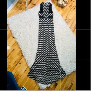 Black, Silver and Gold Betsy Adam Ball Gown.